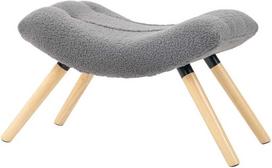 HOMCOM sėdynė, pufas su berberų vilnos audiniu, apmušaluota sėdynė iki 120 kg, svetainei, miegamajam, 67 x 45 x 38 cm, tamsiai pilka