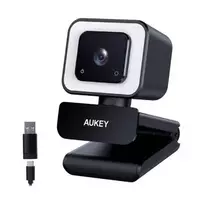 Aukey PC-LM6 Stream Series With Ring Light Full HD Webcam With 1/3-CMOS Sensor, Black