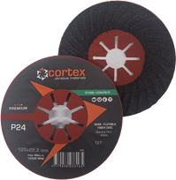 Betono/akmens šlifavimo diskas CORTEX Premium, 125 x 22 mm, P24, fibro