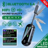 Atnaujintas spalvotas LED ekranas Bluetooth 5.4 siųstuvas-imtuvas 3.5mm AUX HIFI stereo garso belaidis adapteris su mikrofonu televizoriui, kompiuteriui, automobiliui C83Plus