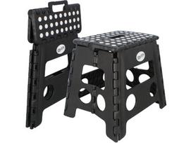 SULANKSTOMA TABURETĖ NESLYSTANTI PLATFORMA KĖDĖ 150KG 32CM juoda