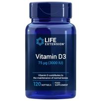 Life Extension Vitaminas D3 75 mcg (3000 TV) EU - 120 minkštųjų gelių