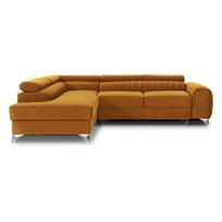 Geltonos spalvos iš velveto sulankstoma/su sandėliavimo vieta kampinė sofa (su kairiuoju kampu/„L“ formos) Laurence – ELTAP
