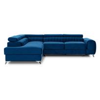 Mėlynos spalvos iš velveto sulankstoma/su sandėliavimo vieta kampinė sofa (su kairiuoju kampu/„L“ formos) Laurence – ELTAP