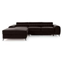 Tamsiai rudos spalvos iš velveto sulankstoma/su sandėliavimo vieta kampinė sofa (su kairiuoju kampu/su gultu) Grayson – ELTAP