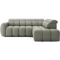 Pilkai žalios spalvos iš boucle sulankstoma/su sandėliavimo vieta kampinė sofa (su dešiniuoju kampu/„L“ formos) Falconn – ELTAP