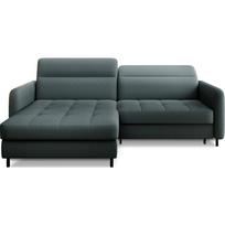Pilkai žalios spalvos iš velveto sulankstoma/su sandėliavimo vieta kampinė sofa (su kairiuoju kampu/su gultu) Gomsi – ELTAP