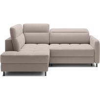 Šviesiai rudos spalvos iš velveto sulankstoma/su sandėliavimo vieta kampinė sofa (su kairiuoju kampu/„L“ formos) Barea – ELTAP