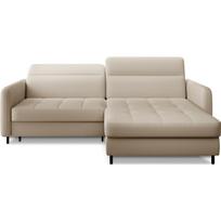 Smėlio spalvos iš velveto sulankstoma/su sandėliavimo vieta kampinė sofa (su dešiniuoju kampu/su gultu) Gomsi – ELTAP