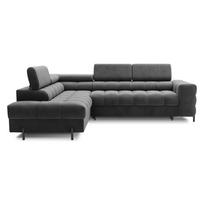 Tamsiai pilkos spalvos iš velveto sulankstoma/su sandėliavimo vieta kampinė sofa (su kairiuoju kampu/„L“ formos) Ferucce – ELTAP