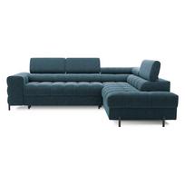 Mėlynos spalvos iš boucle sulankstoma/su sandėliavimo vieta kampinė sofa (su dešiniuoju kampu/„L“ formos) Ferucce – ELTAP
