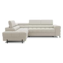 Kreminės spalvos iš boucle sulankstoma/su sandėliavimo vieta kampinė sofa (su kairiuoju kampu/„L“ formos) Ferucce – ELTAP