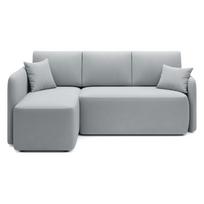 Šviesiai pilkos spalvos iš velveto sulankstoma/su sandėliavimo vieta kampinė sofa (su kairiuoju kampu/su gultu) Hadson – ELTAP