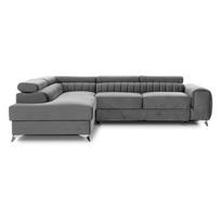 Pilkos spalvos iš velveto sulankstoma/su sandėliavimo vieta kampinė sofa (su kairiuoju kampu/„L“ formos) Laurence – ELTAP