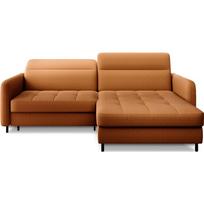Geltonos spalvos iš velveto sulankstoma/su sandėliavimo vieta kampinė sofa (su dešiniuoju kampu/su gultu) Gomsi – ELTAP