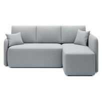 Šviesiai pilkos spalvos iš velveto sulankstoma/su sandėliavimo vieta kampinė sofa (su dešiniuoju kampu/su gultu) Hadson – ELTAP