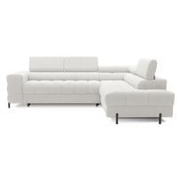 Kreminės spalvos iš boucle sulankstoma/su sandėliavimo vieta kampinė sofa (su dešiniuoju kampu/„L“ formos) Ferucce – ELTAP