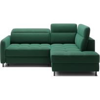 Žalios spalvos iš velveto sulankstoma/su sandėliavimo vieta kampinė sofa (su dešiniuoju kampu/„L“ formos) Barea – ELTAP