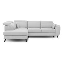 Baltos spalvos iš velveto sulankstoma/su sandėliavimo vieta kampinė sofa (su kairiuoju kampu/„L“ formos) Noble – ELTAP