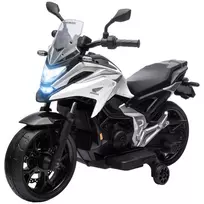 Vaikiškas motociklas, 12V su MP3, USB, LED žibintais, su ankstyvojo mokymosi funkcijomis, mokomaisiais ratais, 3 km/h, skirtas 3-6 metų vaikams, baltas