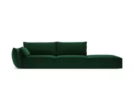 Dešinės pusės Velvet sofa, Kaelle, 4 vietų, 264x110x85, butelio žalia