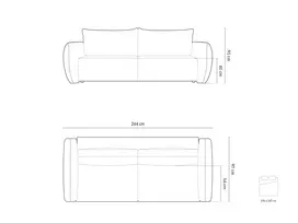 Sofa lova su patalynės dėže, Kaelle, 3 sėdimos vietos, 244x97x91, smėlio spalvos