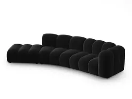 Velvet kairėn esanti modulinė sofa, Lupine, 5 vietų, 335x166x70, juoda
