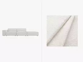 Boucle modulinė atvira sofa dešinės pusės, Jodie, 3 sėdimos vietos, 262x102x70, balta
