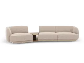Kairinė modulinė sofa, Miley, 3 vietų, 303x126x70, smėlio spalvos