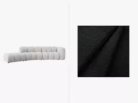 Kairinė modulinė sofa, Lupine, 5 vietų, 335x166x70, juoda