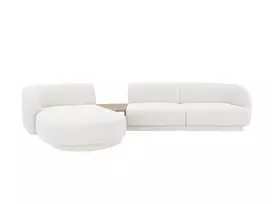 Kairinė modulinė sofa, Miley, 3 vietų, 303x178x70, balta