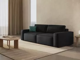 Velvet Sofa lova su patalynės dėže, Jodie, 3 sėdimos vietos, 247x107x86, juoda
