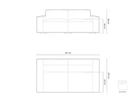 Boucle Sofa lova su patalynės dėže, Jodie, 3 sėdimos vietos, 247x107x86, smėlio spalvos