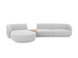 Kairinė modulinė sofa, Miley, 3 vietų, 303x178x70, šviesiai pilka