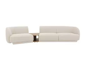 Kairinė modulinė sofa, Miley, 3 vietų, 303x126x70, smėlio spalvos