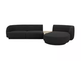 Dešinės pusės modulinė sofa, Miley, 3 vietų, 303x178x70, juoda
