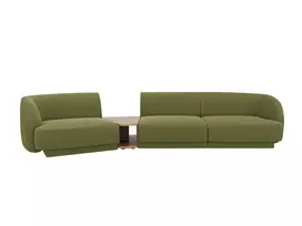 Kairinė modulinė sofa, Miley, 3 vietų, 303x126x70, tamsiai alyvuogių žalia