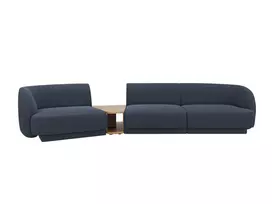 Kairinė modulinė sofa, Miley, 3 vietų, 303x126x70, tamsiai mėlyna