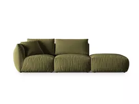 Velvet dešininė modulinė sofa, Chris, 3 vietų, 315x100x80, šviesiai žalia