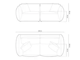 Velvet modulinė sofa, Chris, 4 vietų, 260x100x80, šviesiai žalia