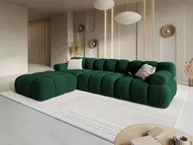 Velvet modulinė sofa, Bellis, 4 vietų, 282x188x70, butelio žalia