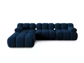 Velvet modulinė sofa, Bellis, 4 vietų, 282x188x70, karališkoji mėlyna