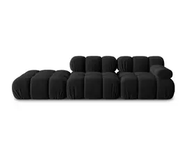 Velvet kairė modulinė sofa, Bellis, 4 sėdimos vietos, 282x94x70, juoda