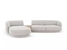 Kairinė modulinė sofa, Miley, 3 vietų, 303x178x70, sidabrinė