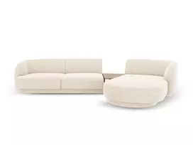 Dešinės pusės modulinė sofa, Miley, 3 vietų, 303x178x70, dramblio kaulo spalvos