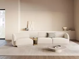 Kairinė modulinė sofa, Miley, 3 vietų, 303x126x70, dramblio kaulo spalvos