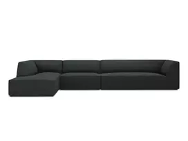 Modulinė kampinė sofa - kairė, Ruby, 5 sėdimos vietos, 366x180x69, juoda