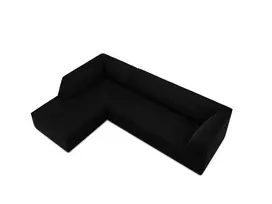 Velvet modulinė kampinė sofa - kairė, Ruby, 4 sėdimos vietos, 273x180x69, juoda