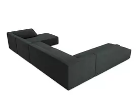 U formos kampinė sofa - kairė, Ruby, 7 sėdimos vietos, 366x273x69, juoda