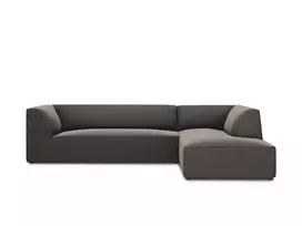 Velvet modulinė kampinė sofa - dešinė, Ruby, 4 sėdimos vietos, 273x180x69, tamsiai pilka